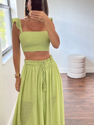 Green Mikonos  long skirt set