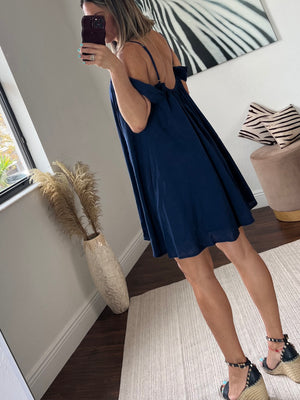 Navy blue linen  dress