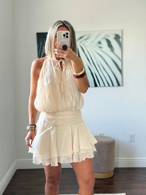 Cream  Shimmer Breeze Chiffon Dress