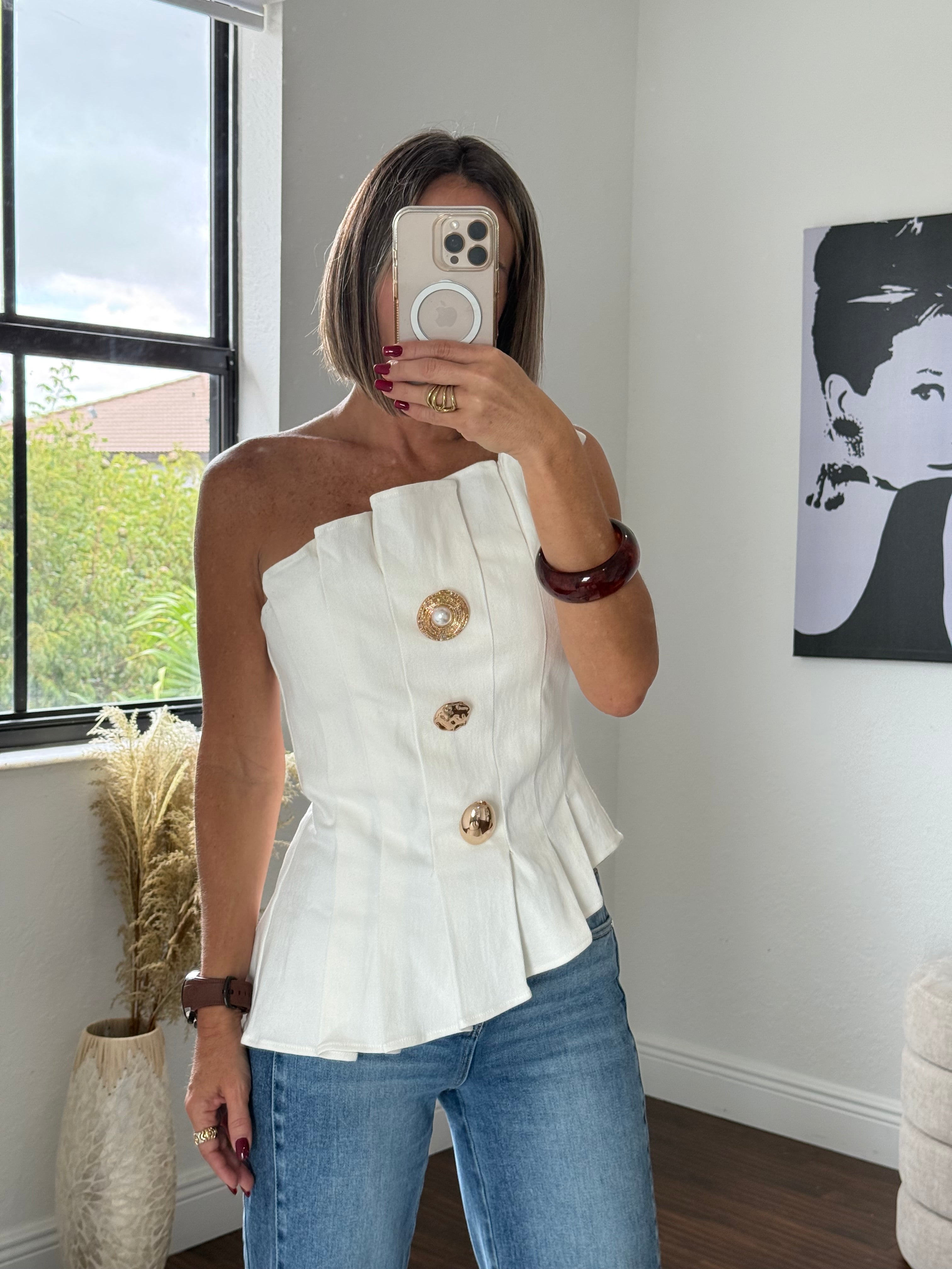 White Denim Top