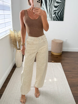 Cream  Barrel Jeans Style