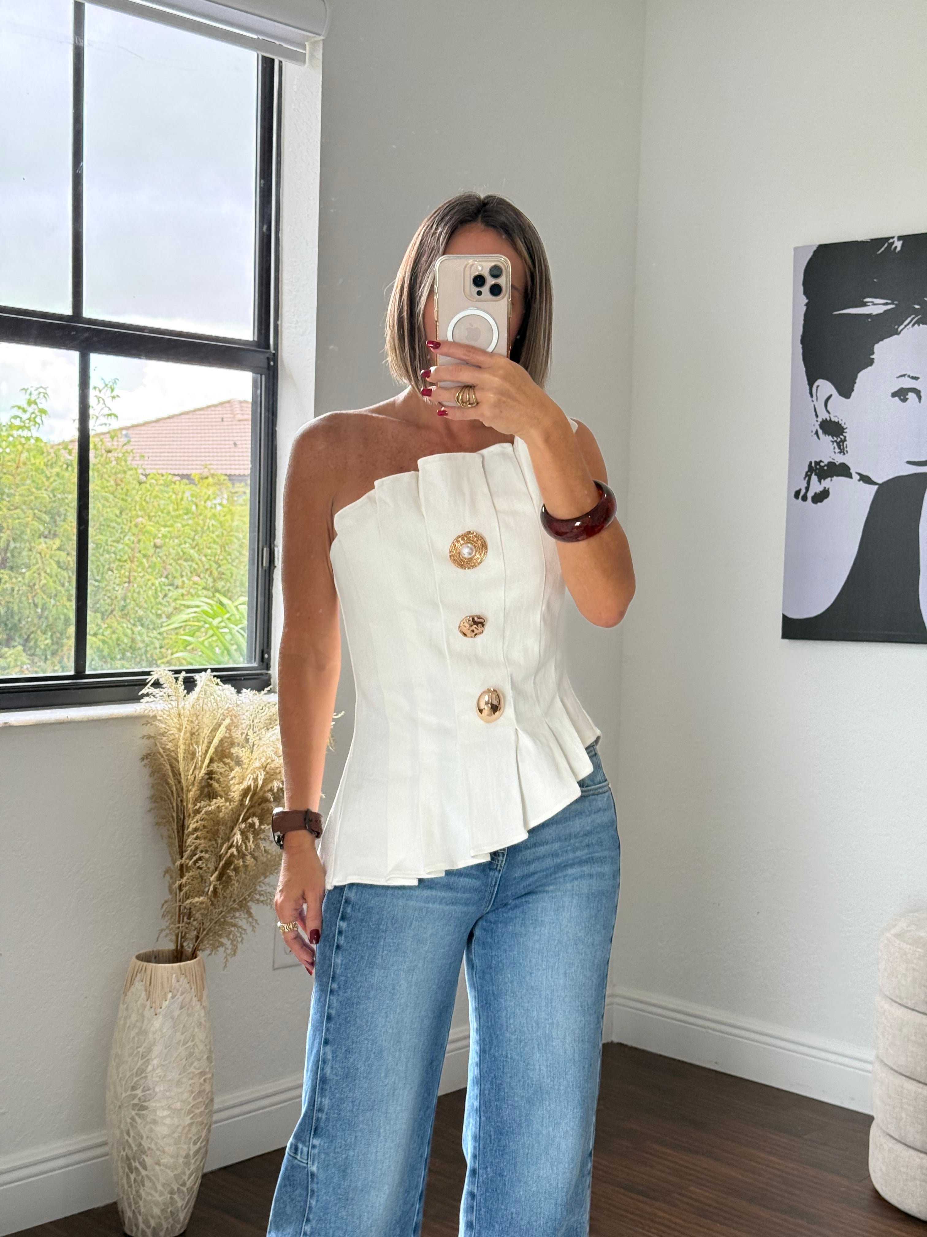 White Denim Top
