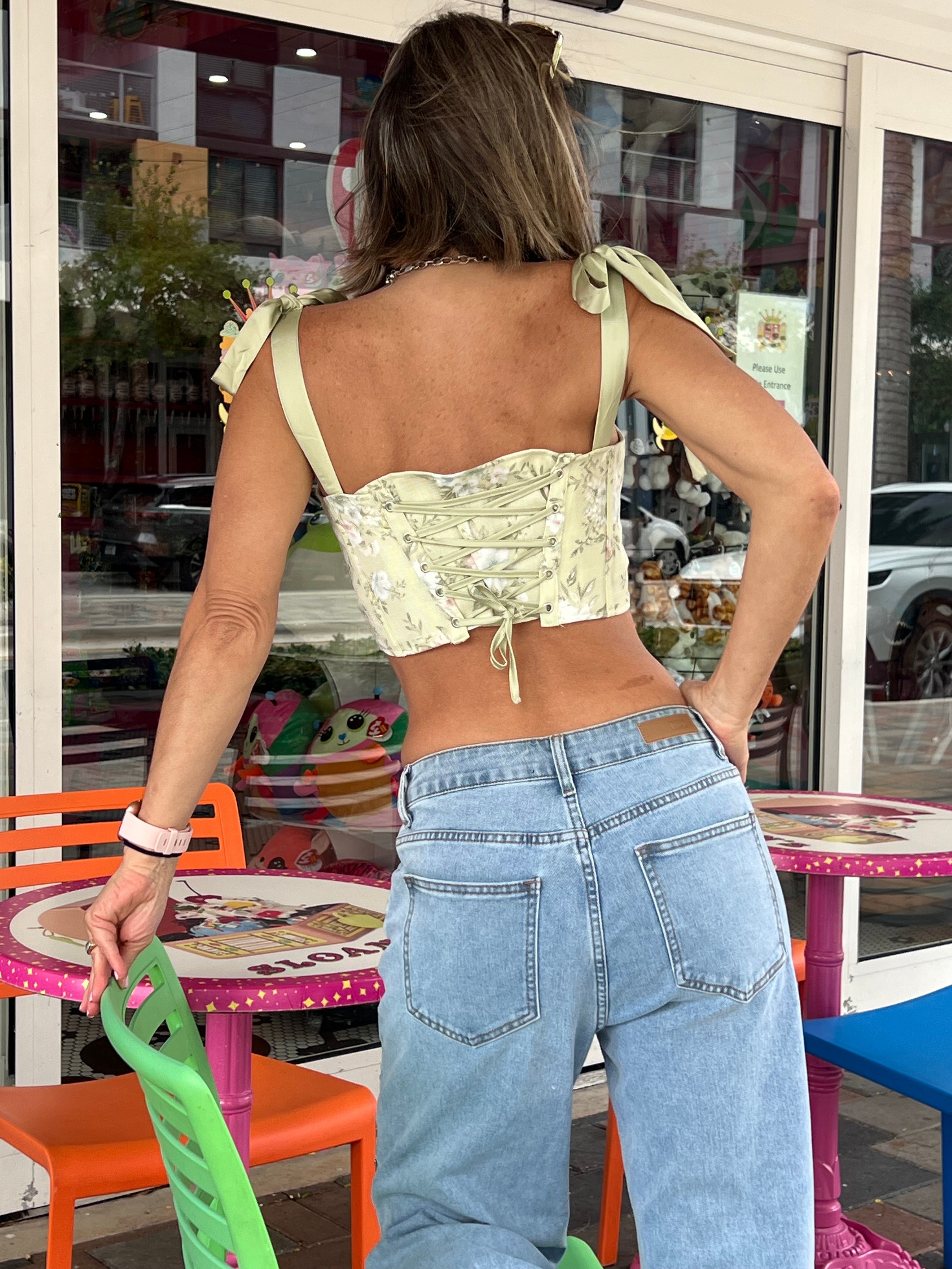 Floral green  corse top