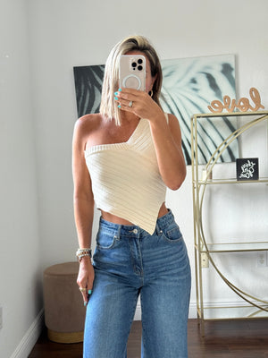 Asymmetrical Knit One-Shoulder Top