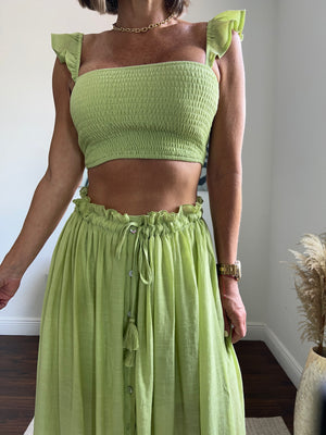 Green Mikonos  long skirt set