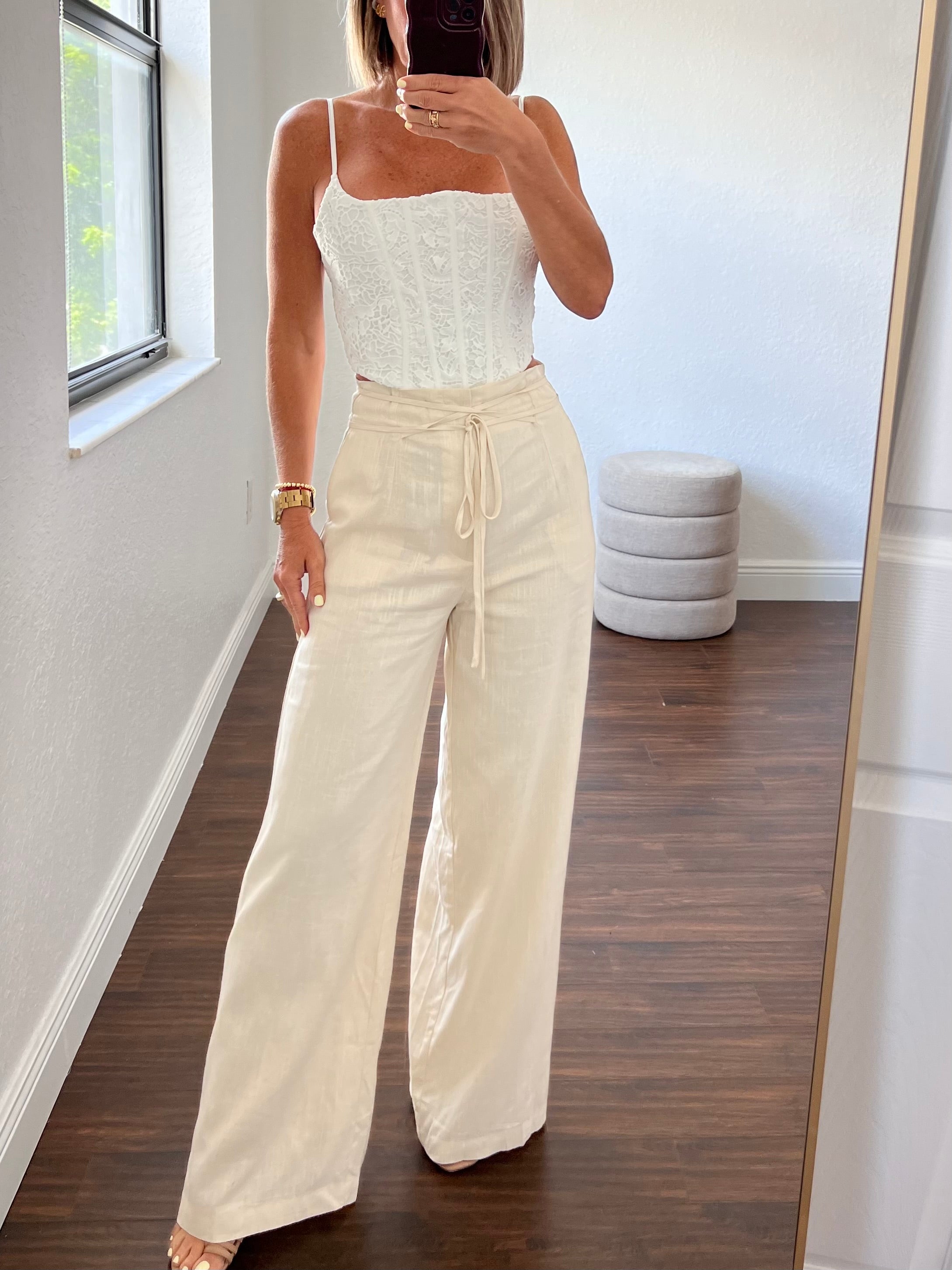 Beige  linen pants