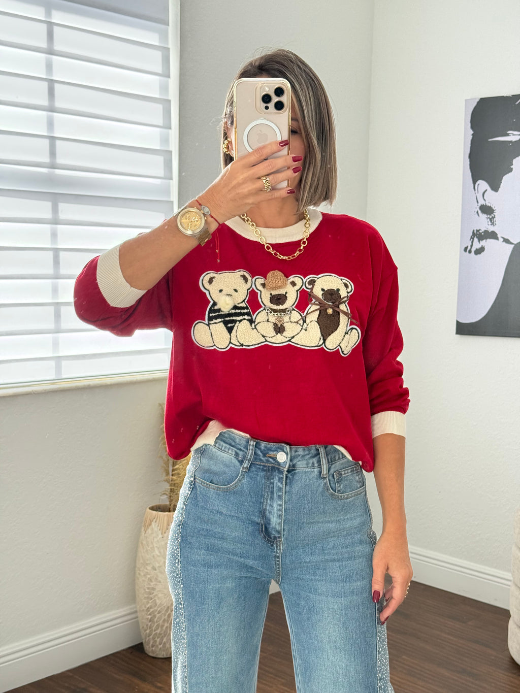 Red bear Sweater
