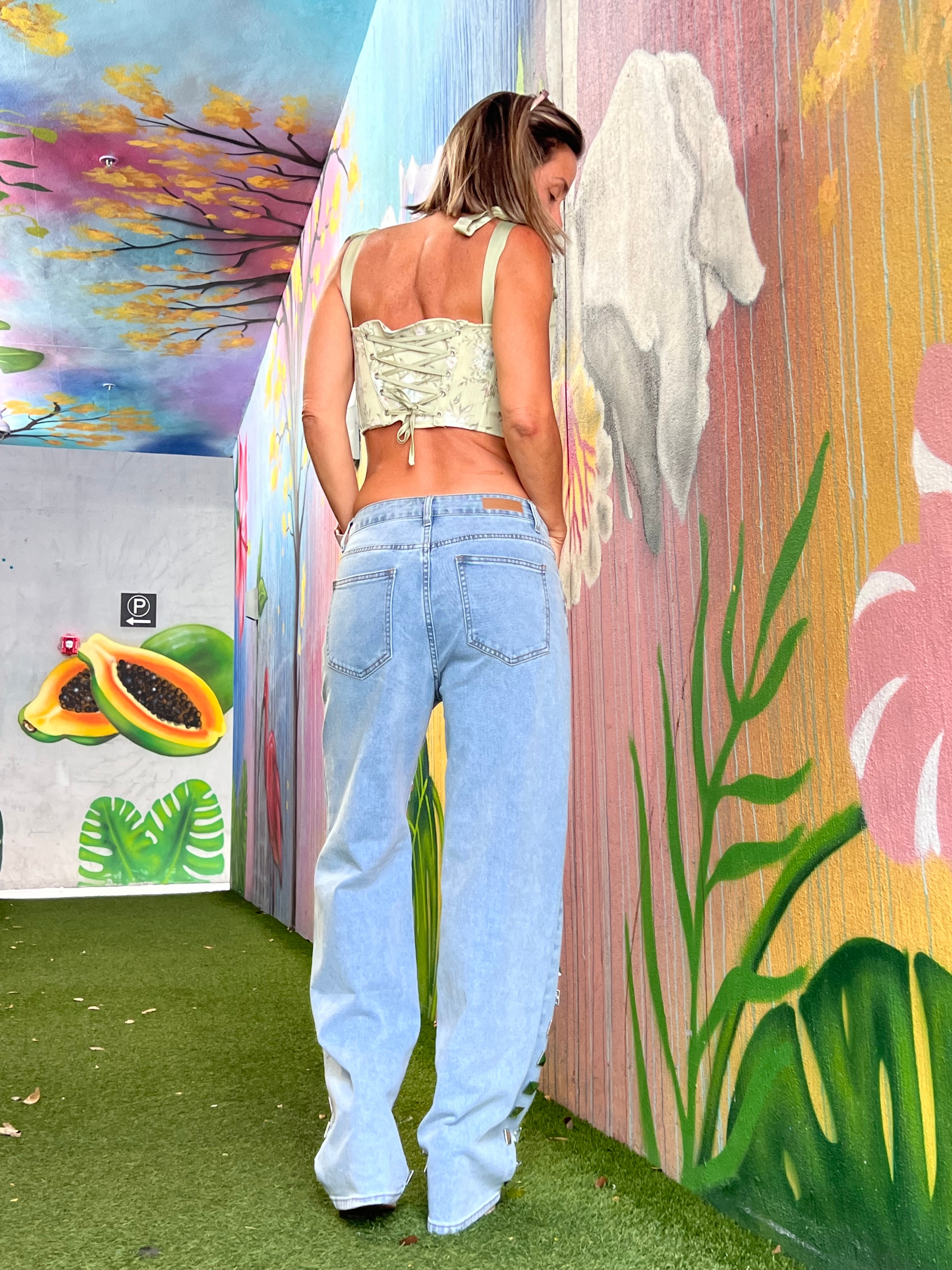 Floral green  corse top