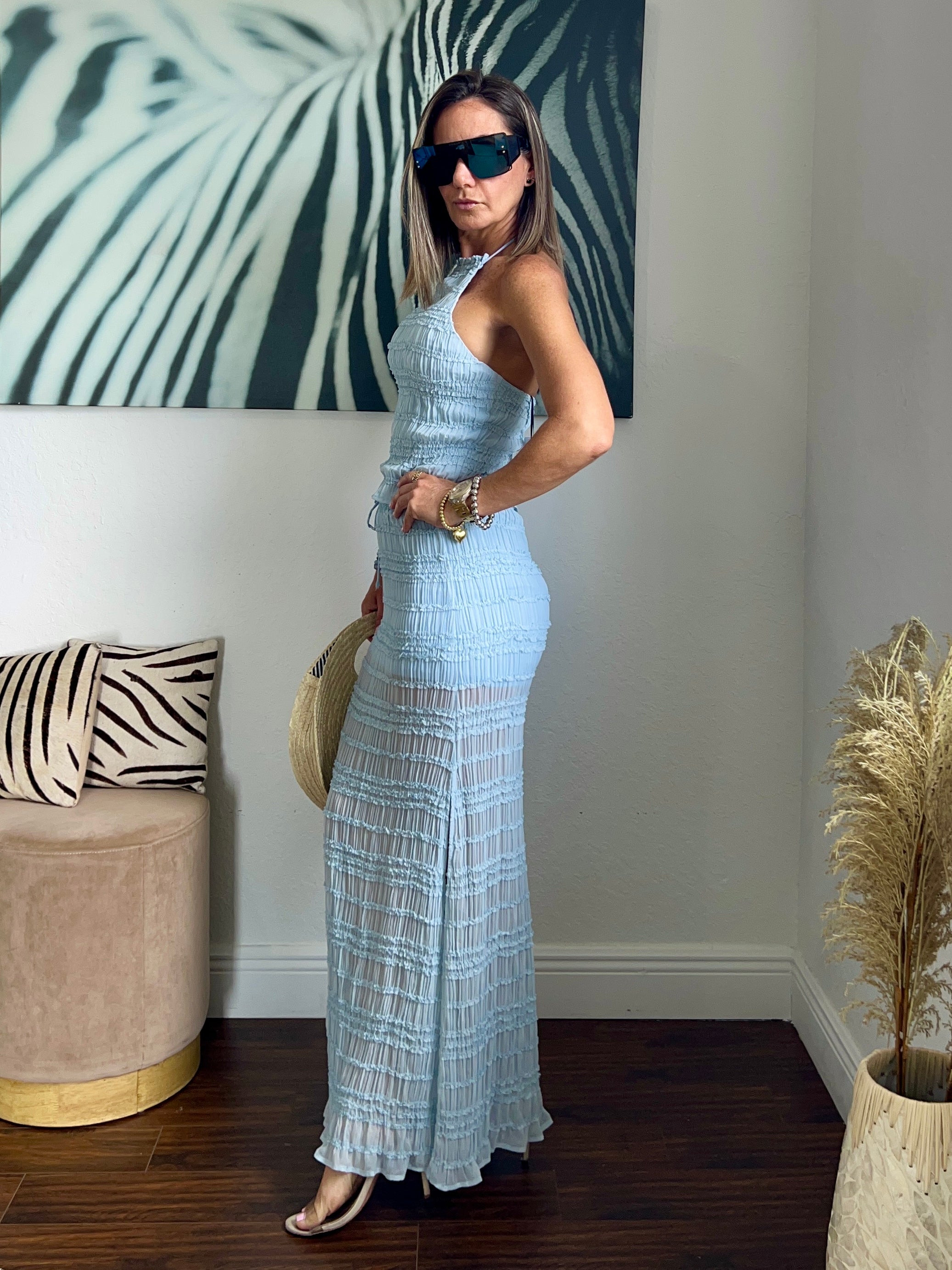 Baby blue skirt   set