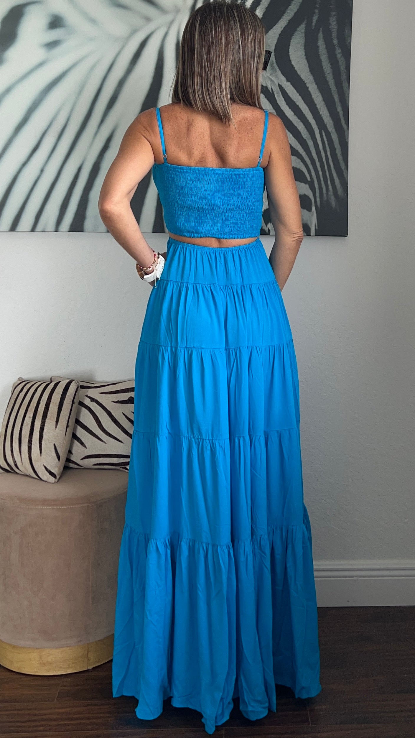 Blue  cameo  maxi   dress