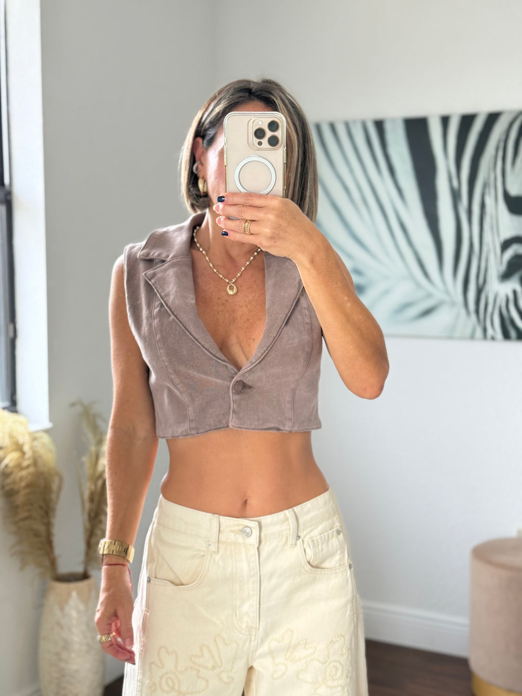 Brown  vest Top