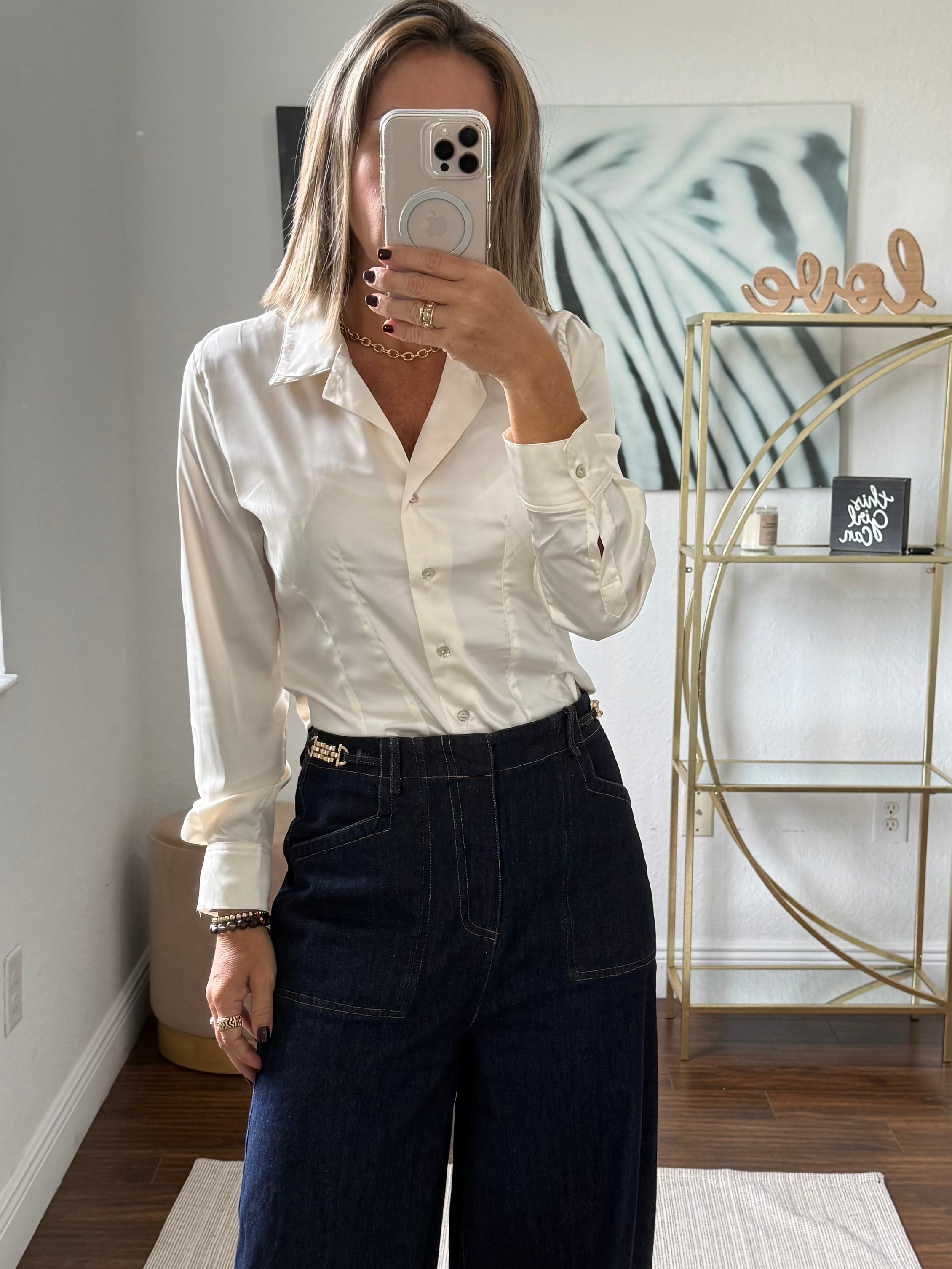 Silk Blouse with Subtle Shine and Tailored Waist