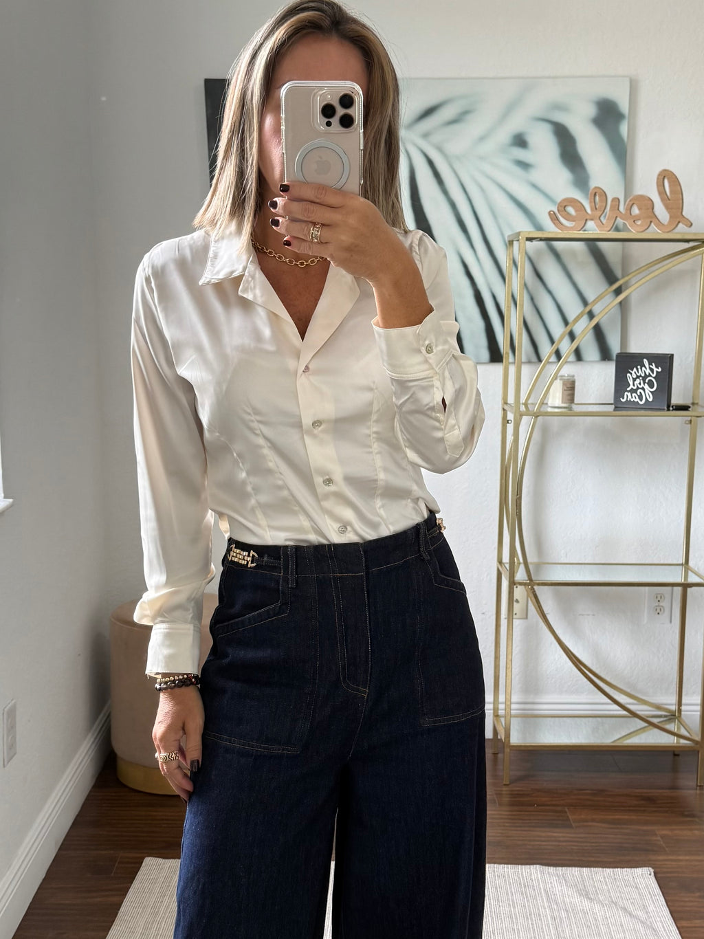 Silk Blouse with Subtle Shine and Tailored Waist
