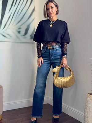Lace & T-shirt Bodysuit – A Unique Chic Piece