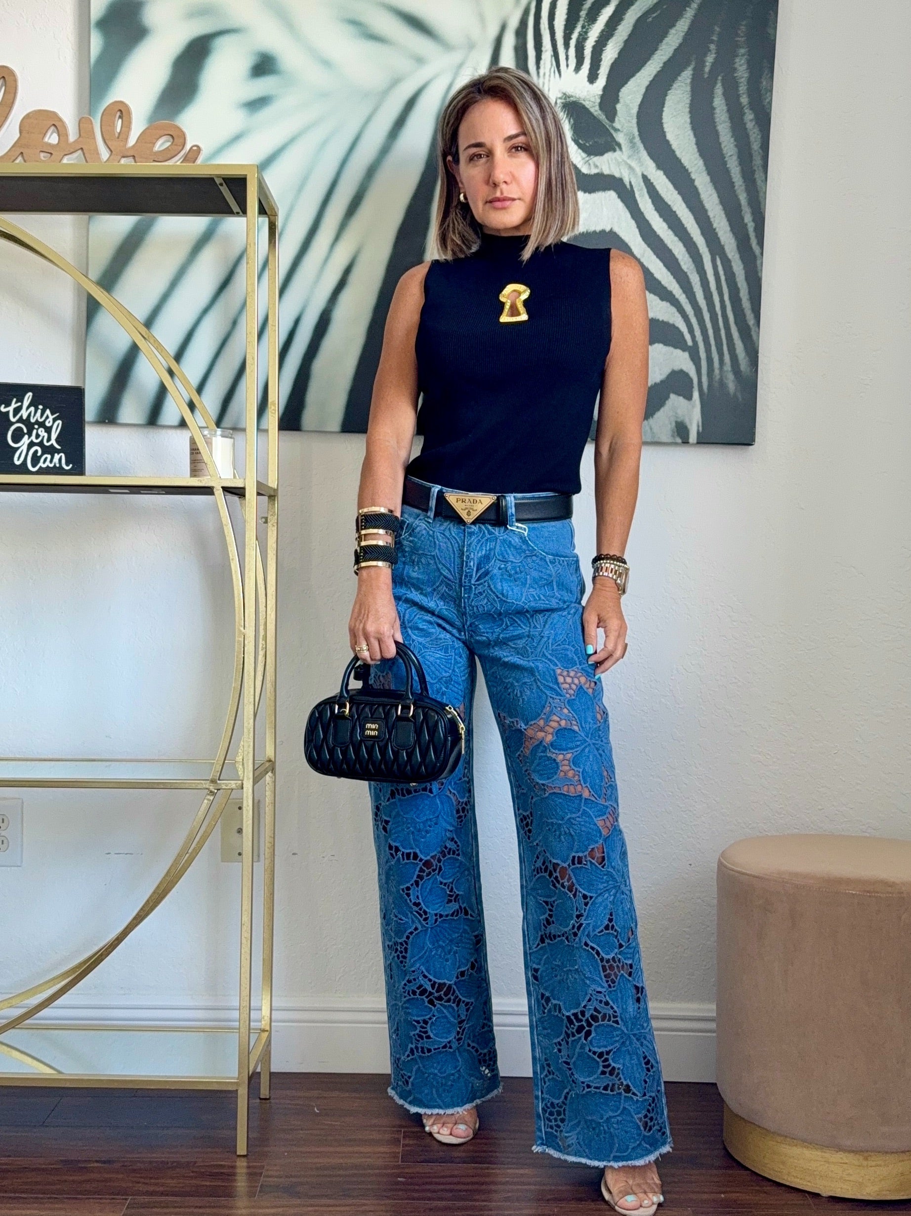 Light blue  Denim Jeans with Embroidery