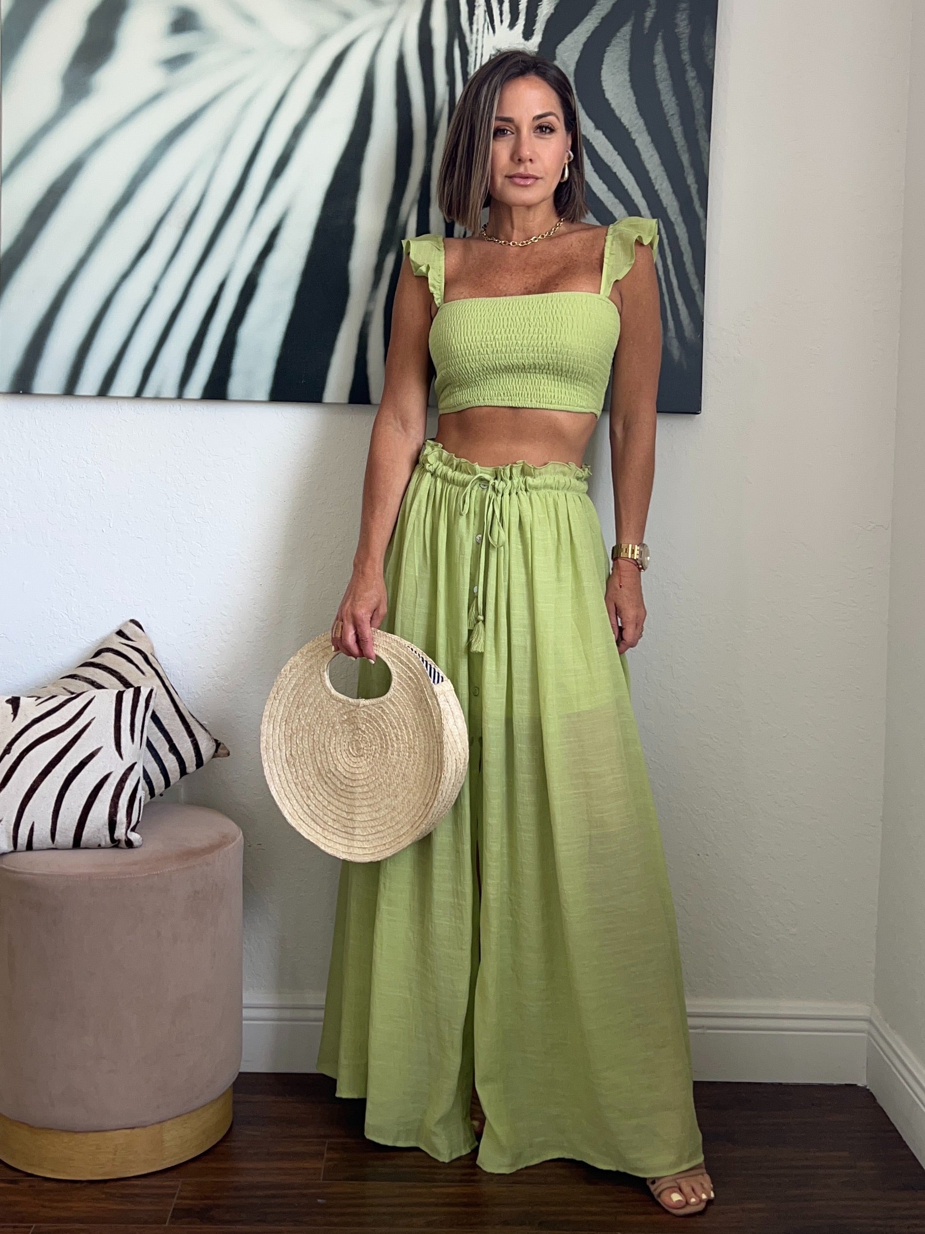 Green Mikonos  long skirt set