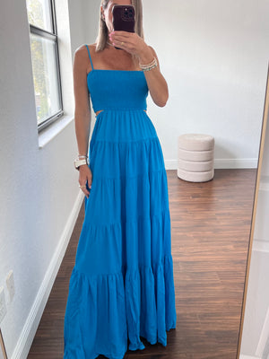 Blue  cameo  maxi   dress