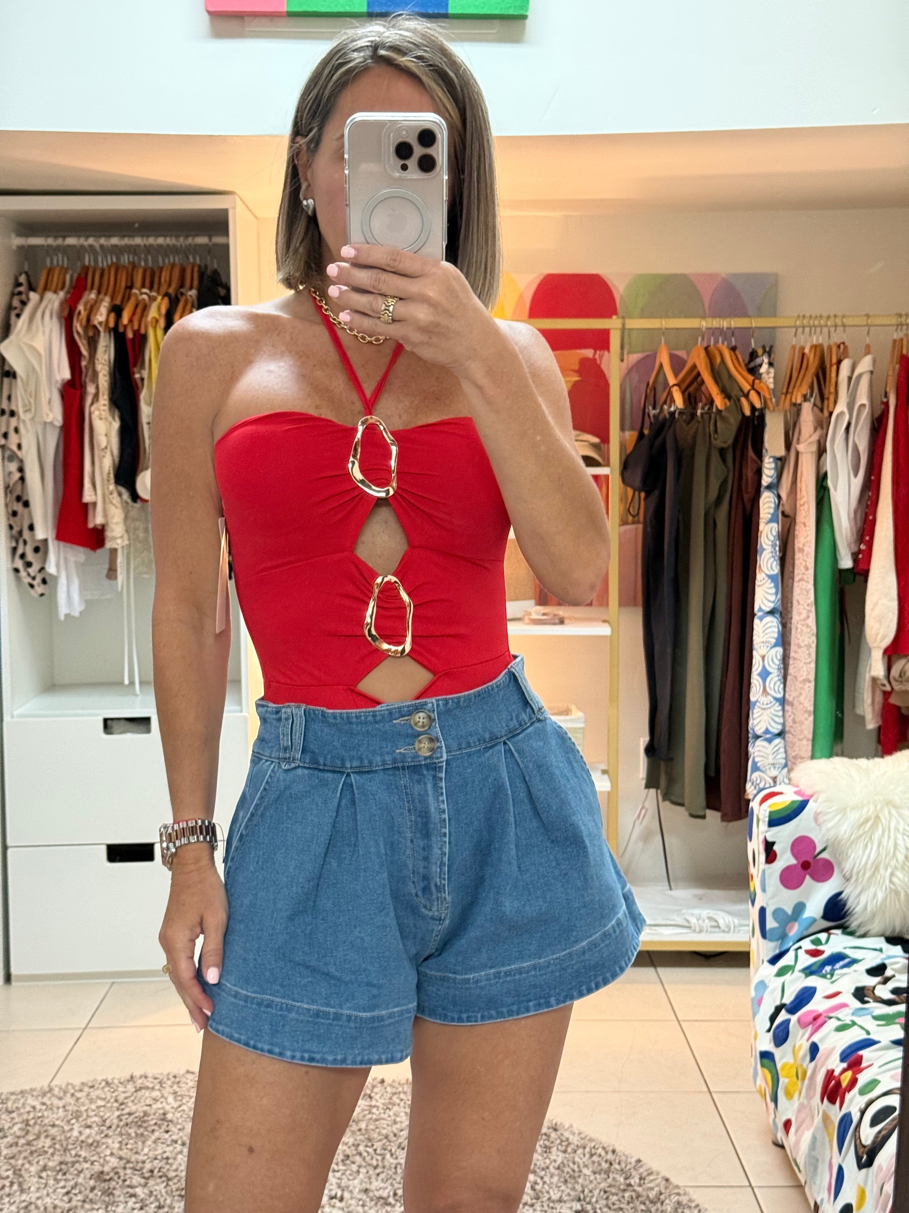 Red/gold details  bodysuit