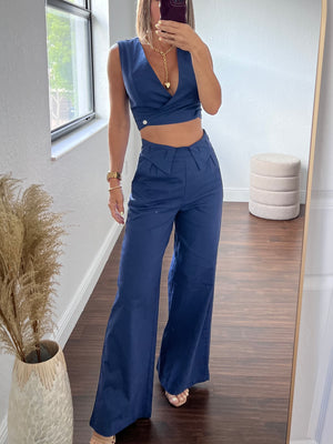 Blue pétalo pants   set