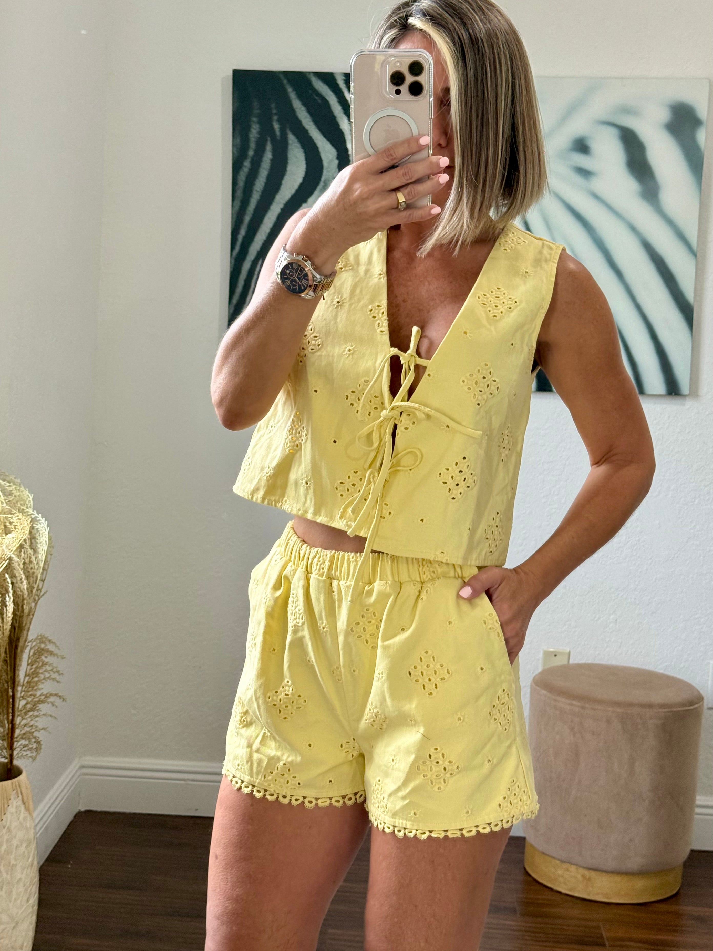 Yellow Cherie short set