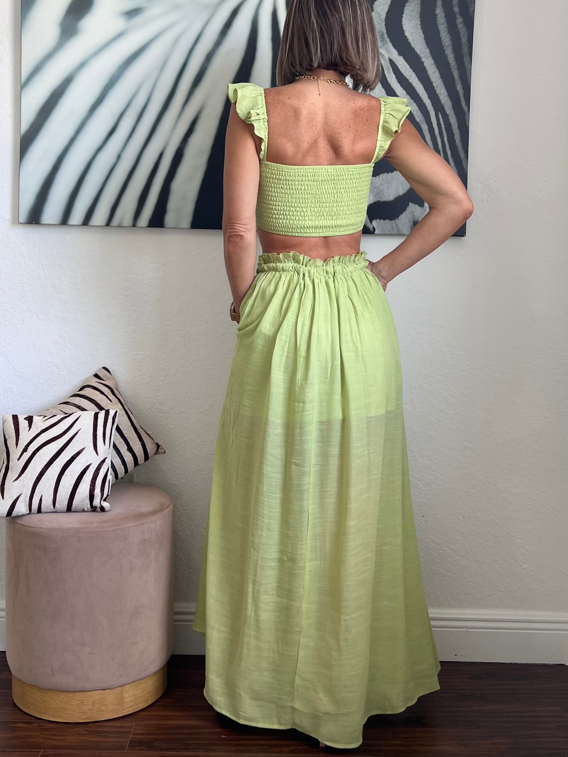 Green Mikonos  long skirt set