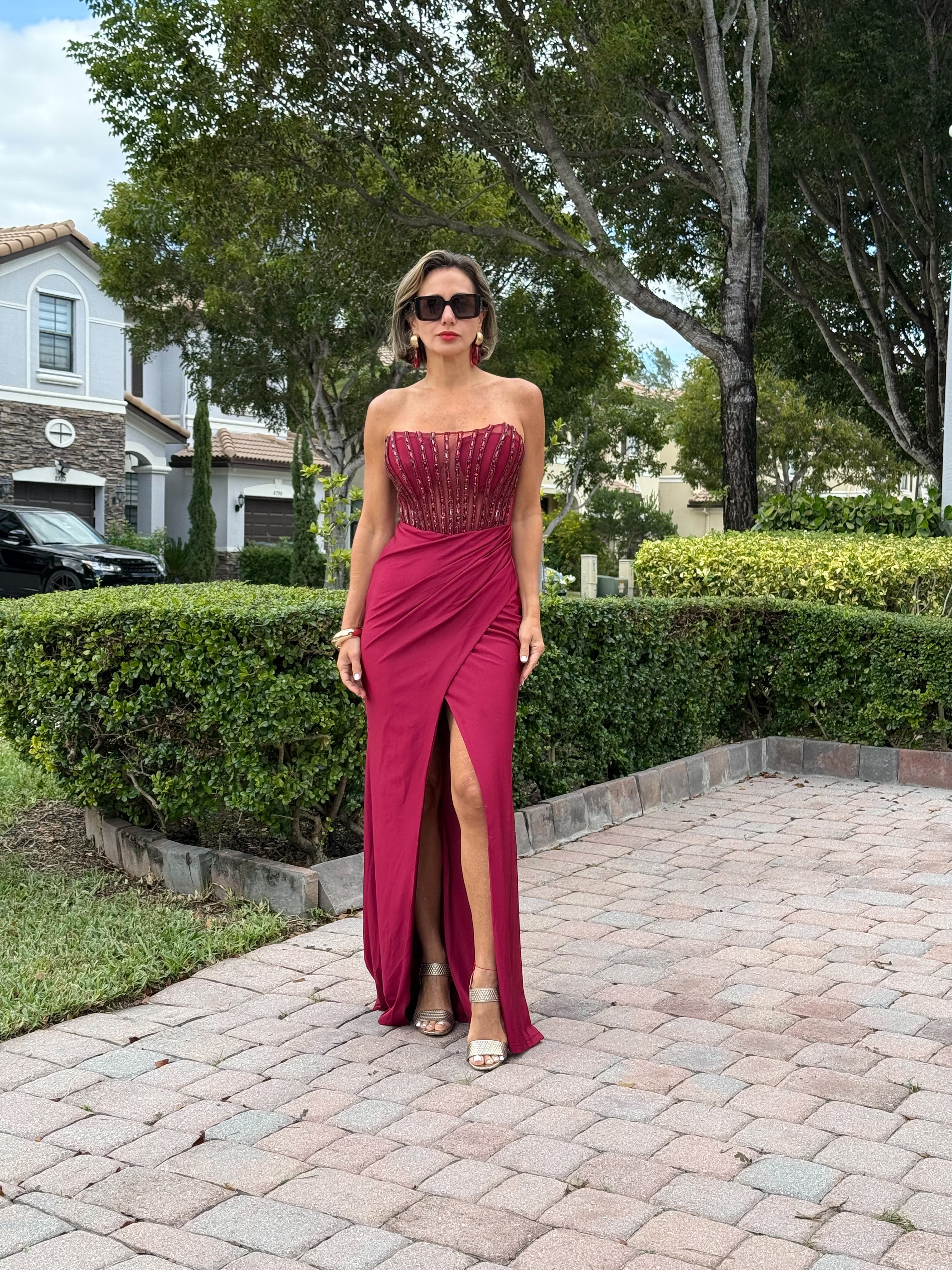 ✨ Embellished Party Dress with Lace-Up Back — Shine with Elegance