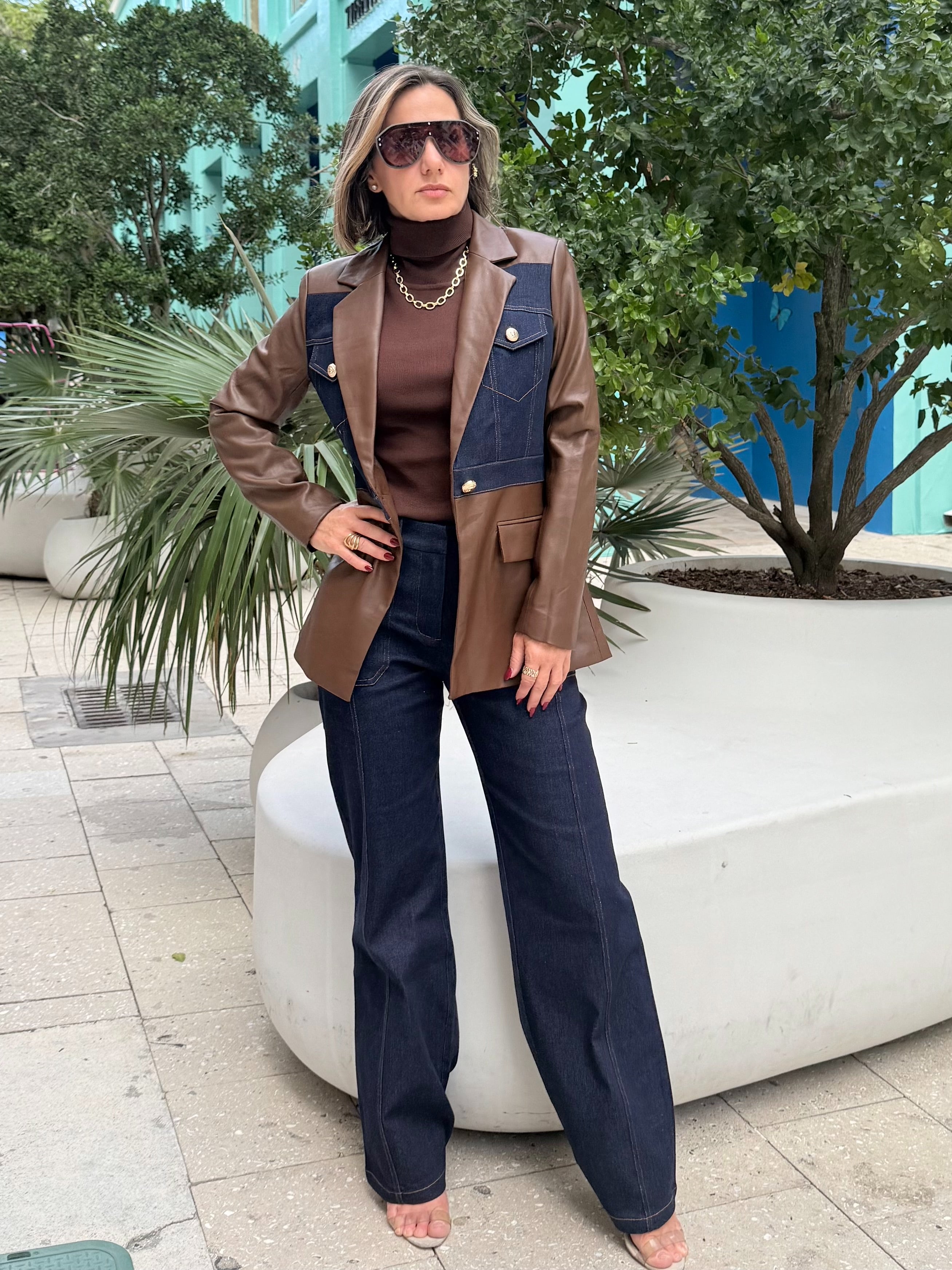 Leather denim set  Winter Statement