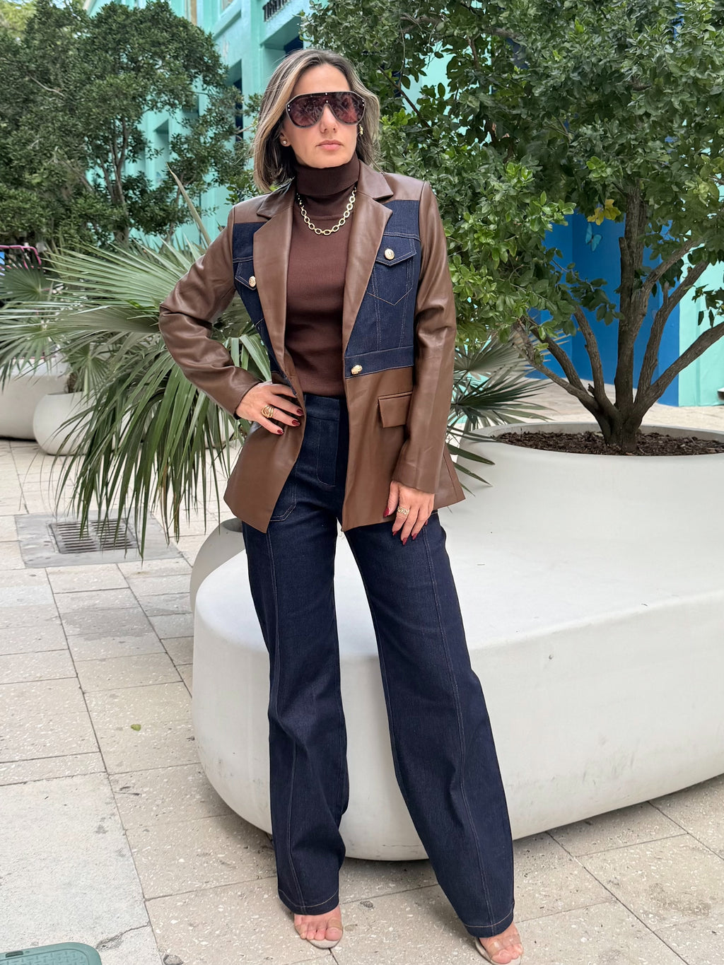 Leather denim set  Winter Statement