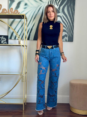 Light blue  Denim Jeans with Embroidery