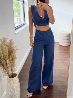 Blue pétalo pants   set