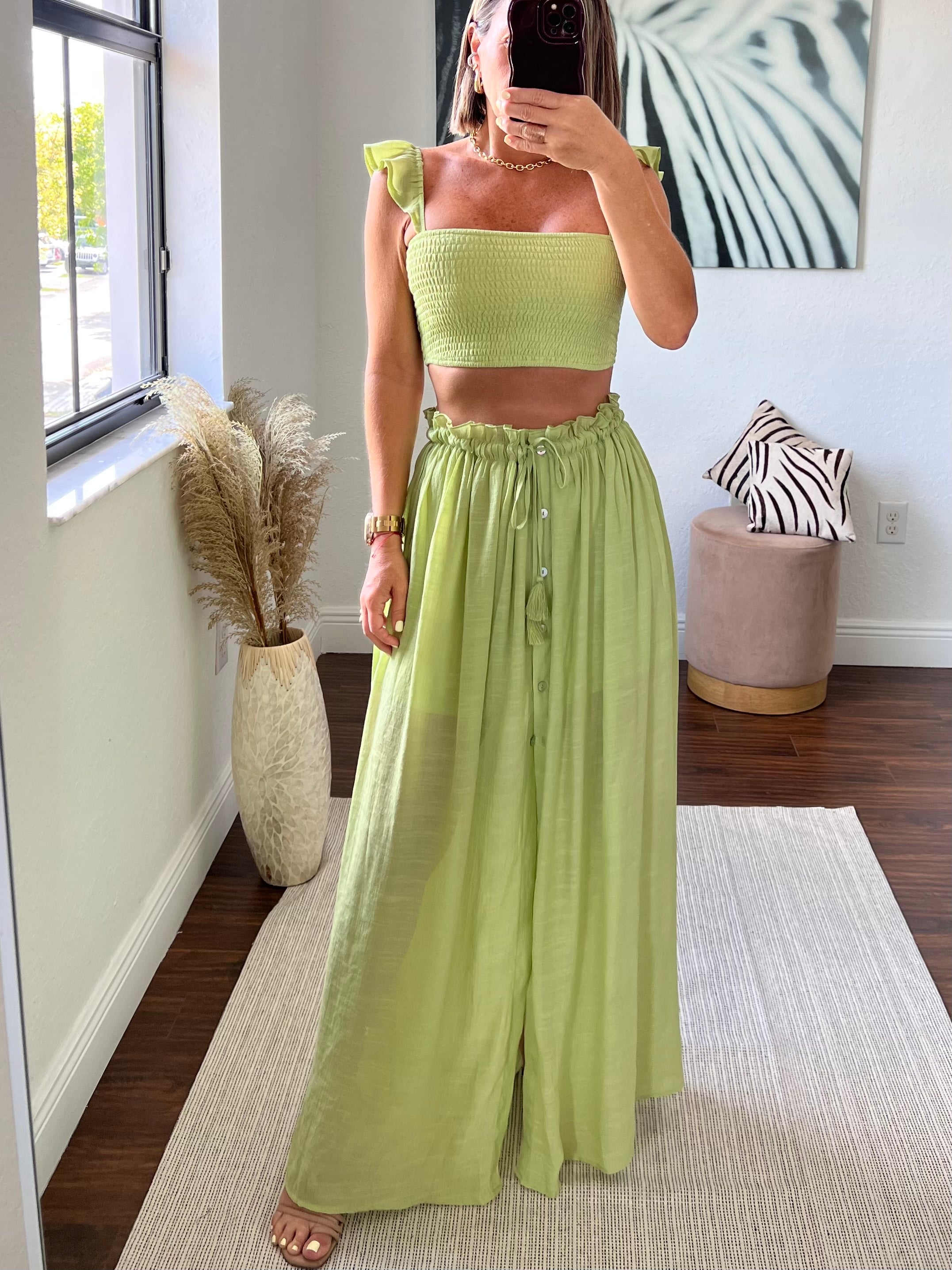 Green Mikonos  long skirt set