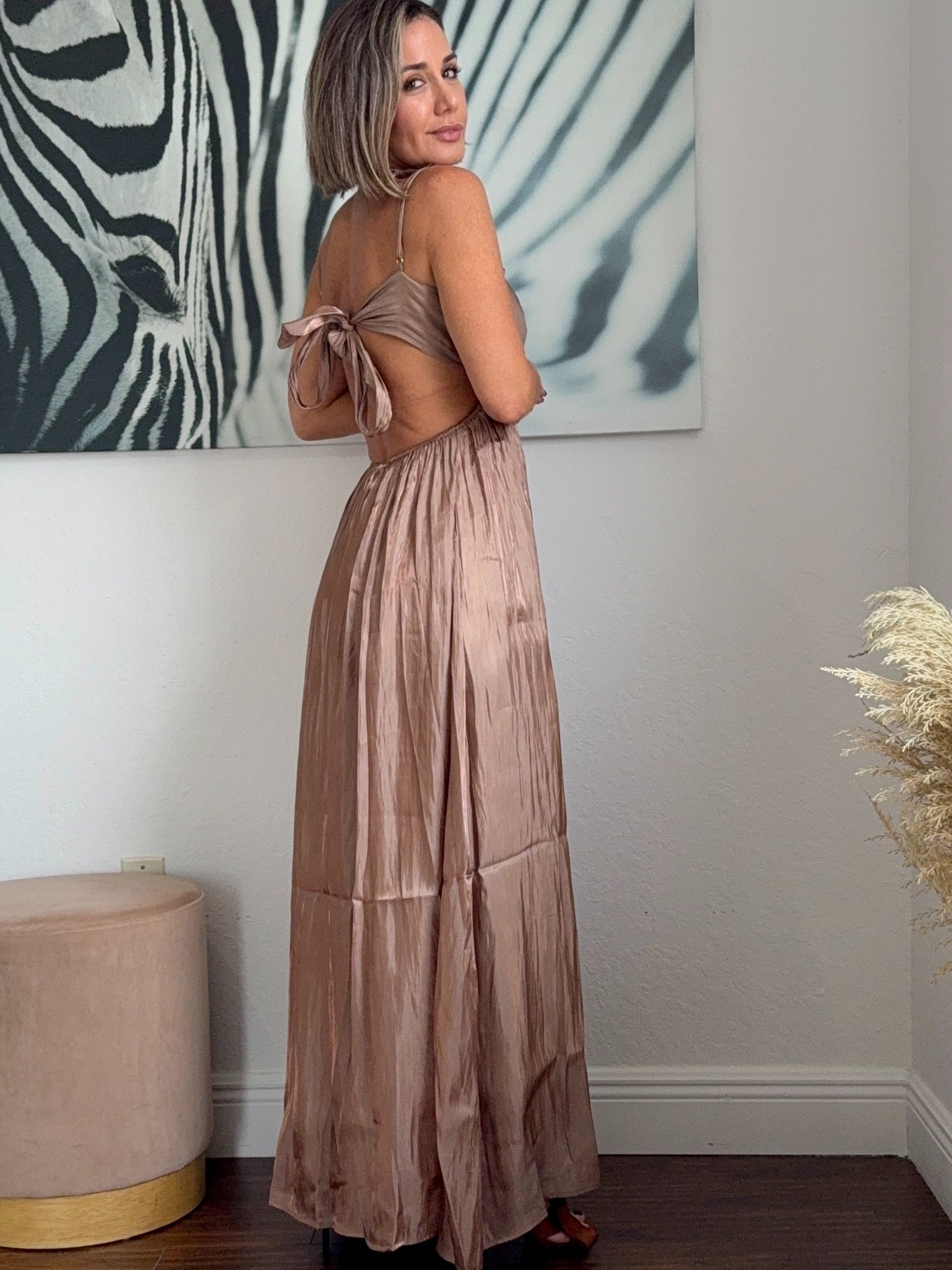 Golden Glow Satin Dress ✨