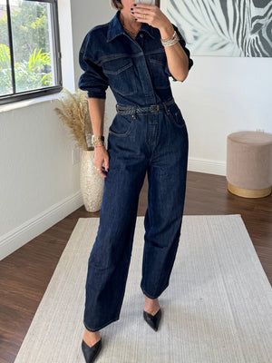 Denim Belted Jumpsuit