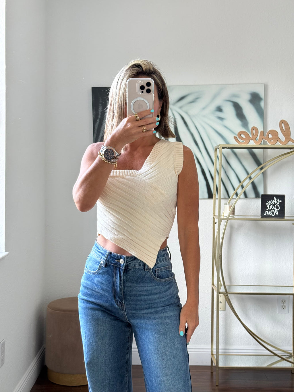 Asymmetrical Knit One-Shoulder Top