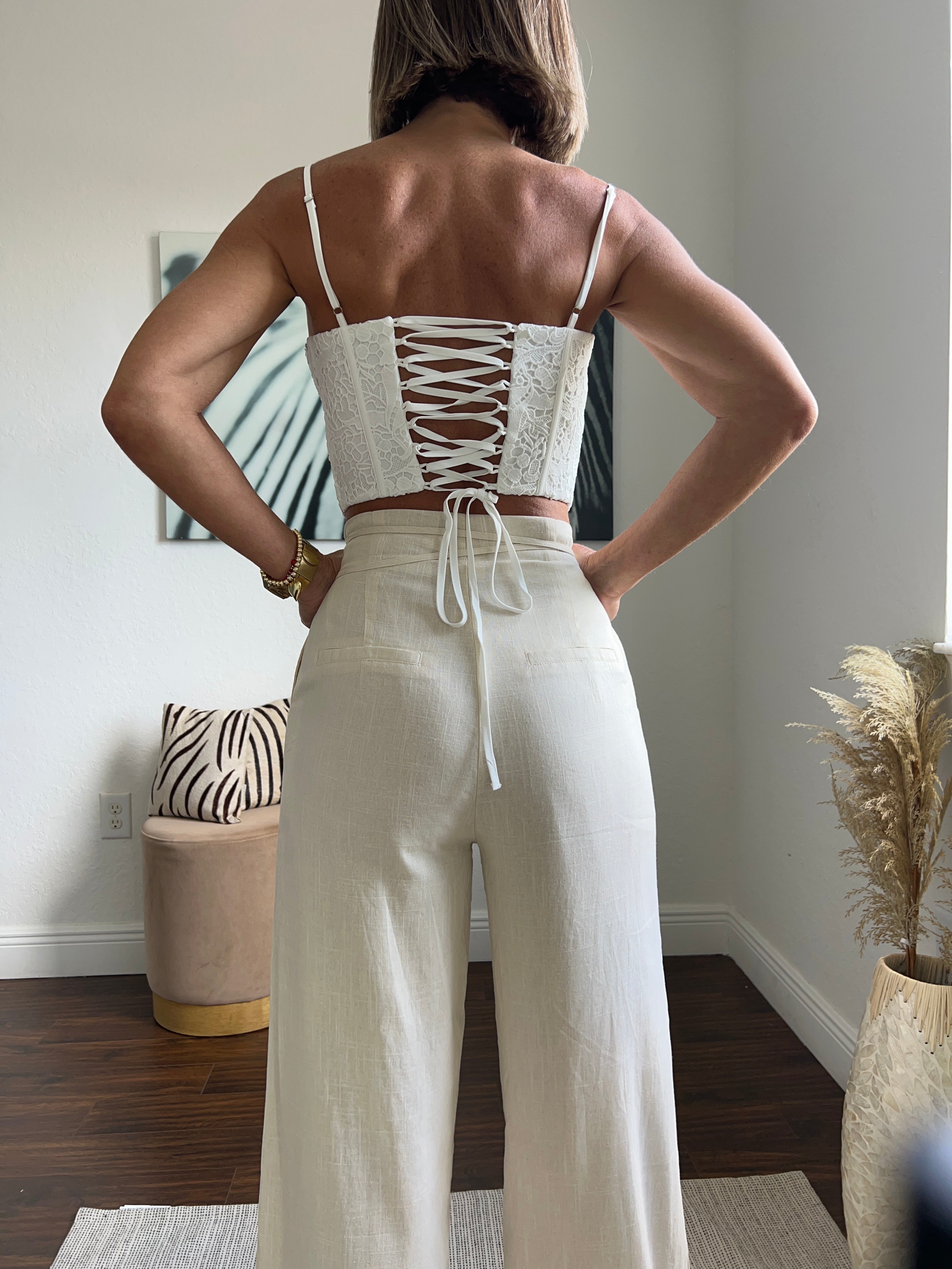 Beige  linen pants