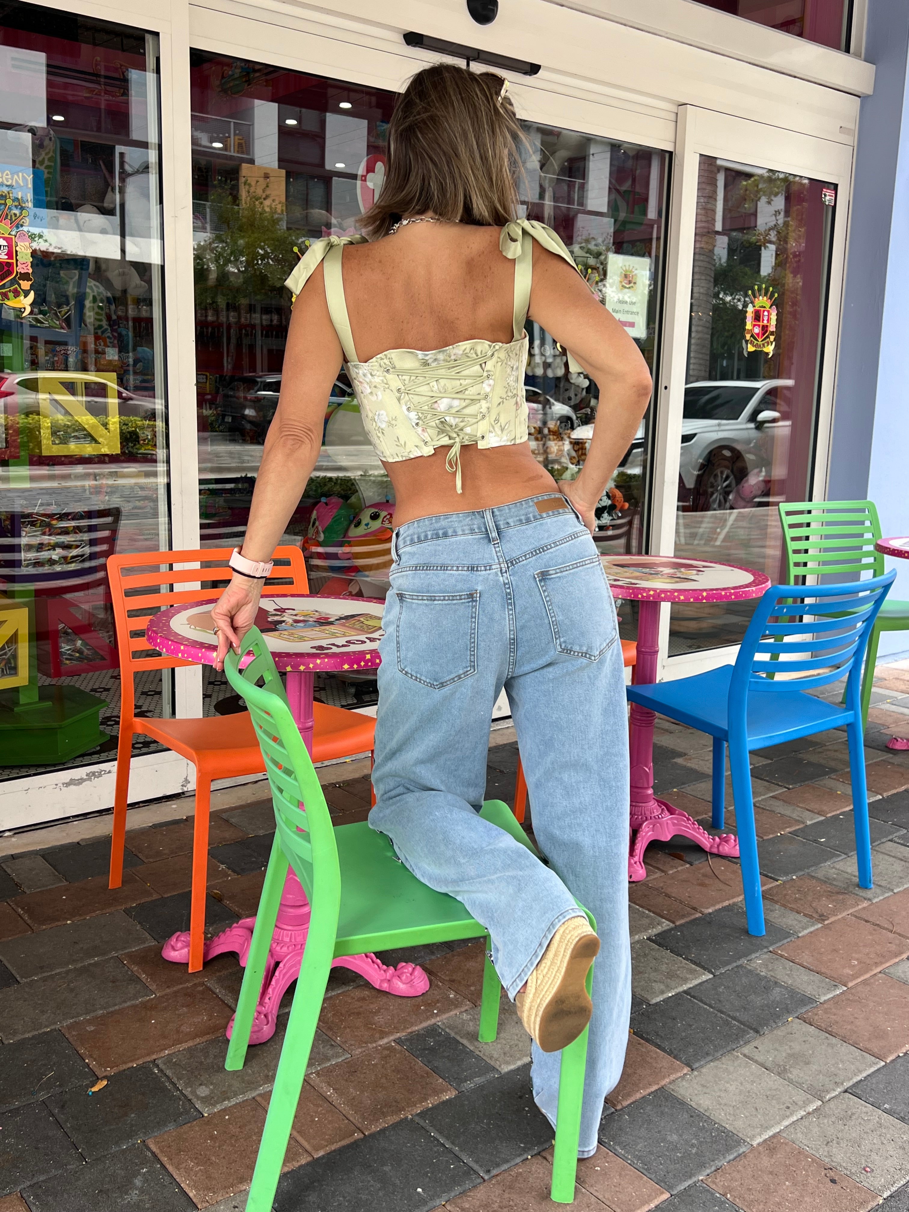 Floral green  corse top