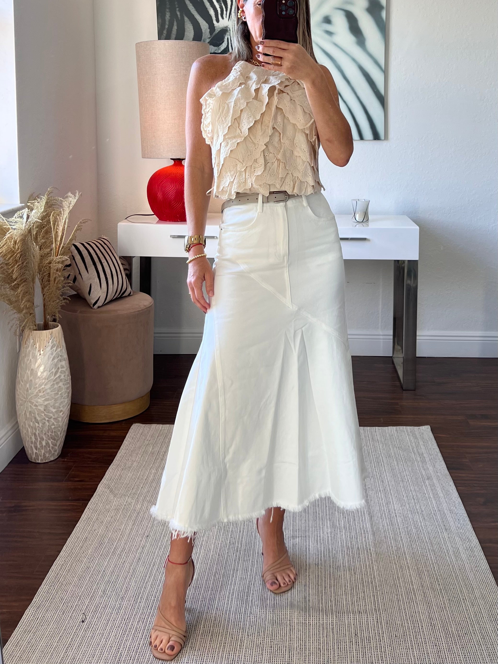 White   denim skirt