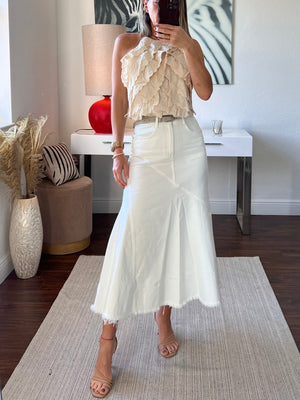 White   denim skirt
