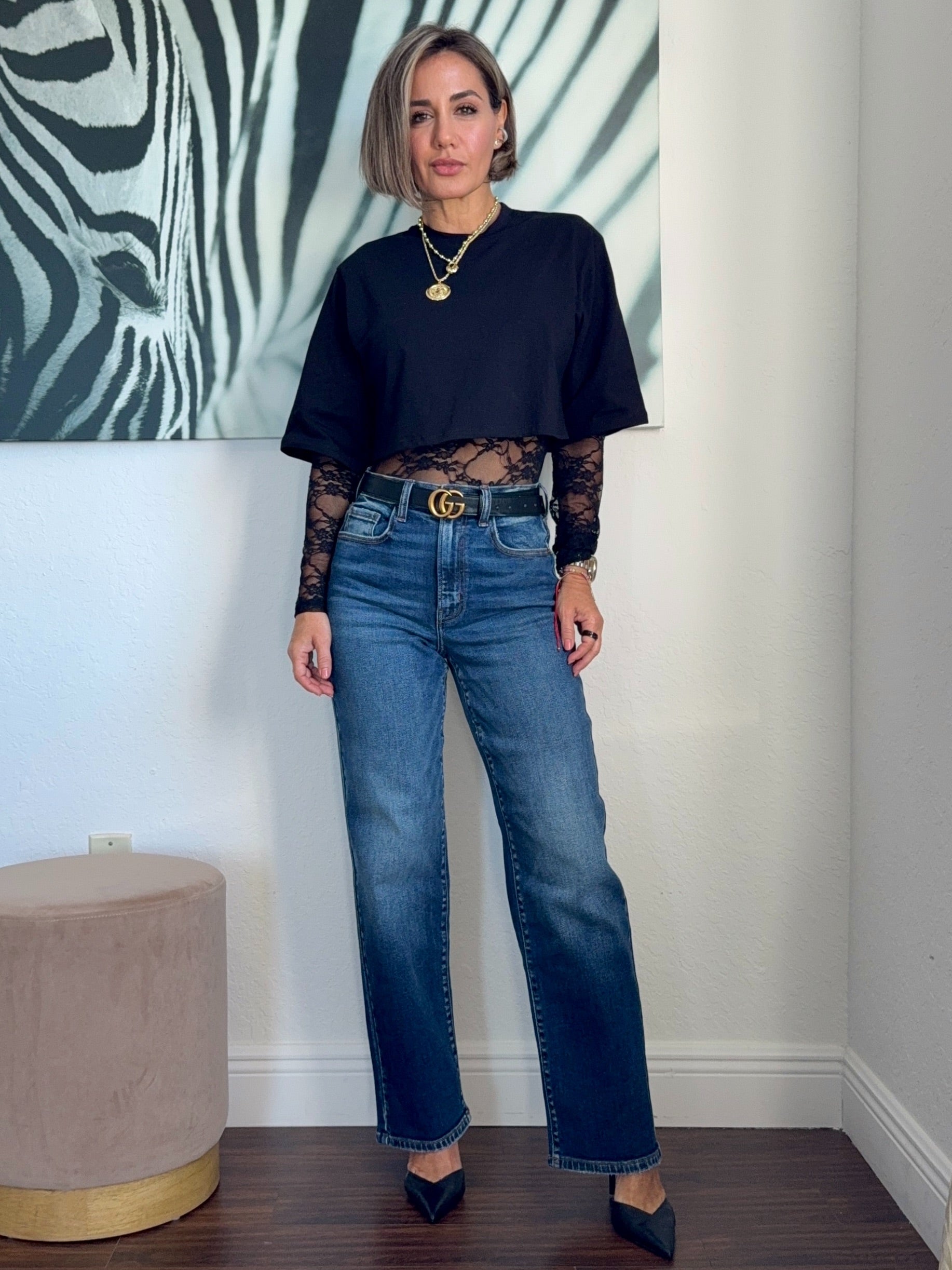 Lace & T-shirt Bodysuit – A Unique Chic Piece