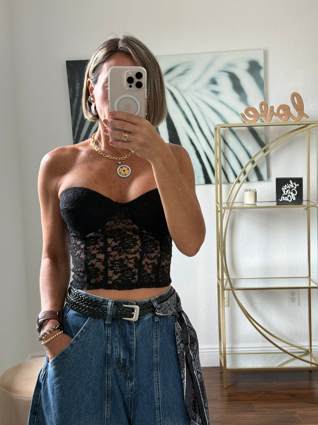 Black  lace Corset Top