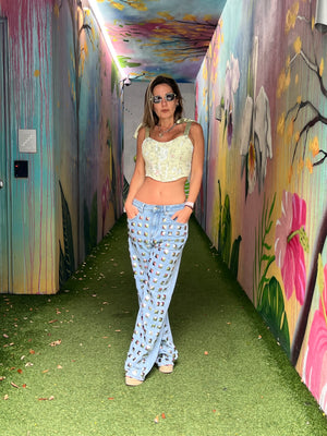 Floral green  corse top