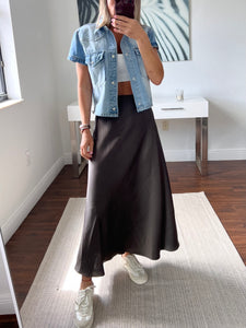 Grey  satin maxi skirt