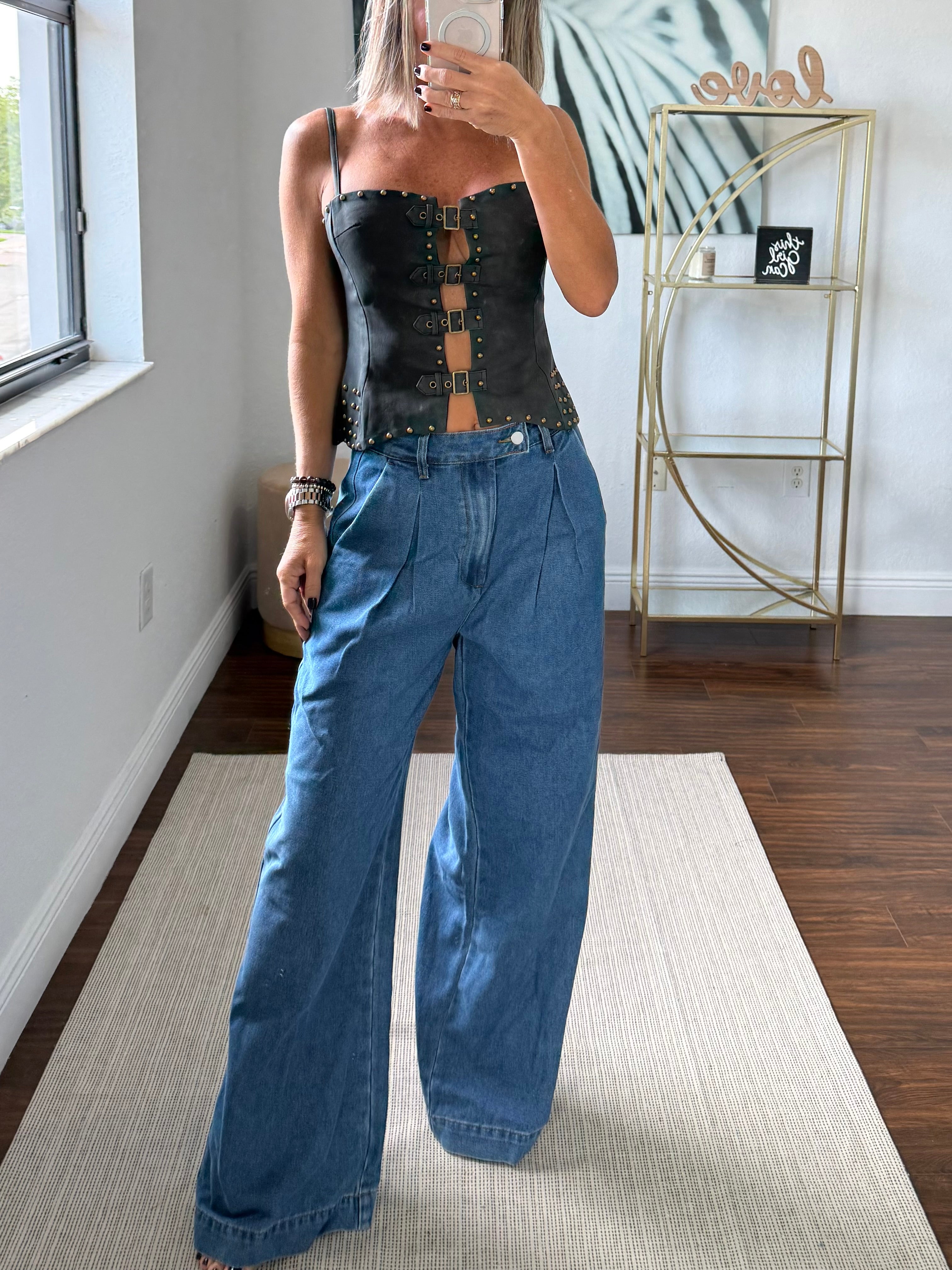 Modern Suede Corset – Luxe Golden Touch