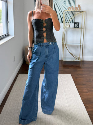 Modern Suede Corset – Luxe Golden Touch