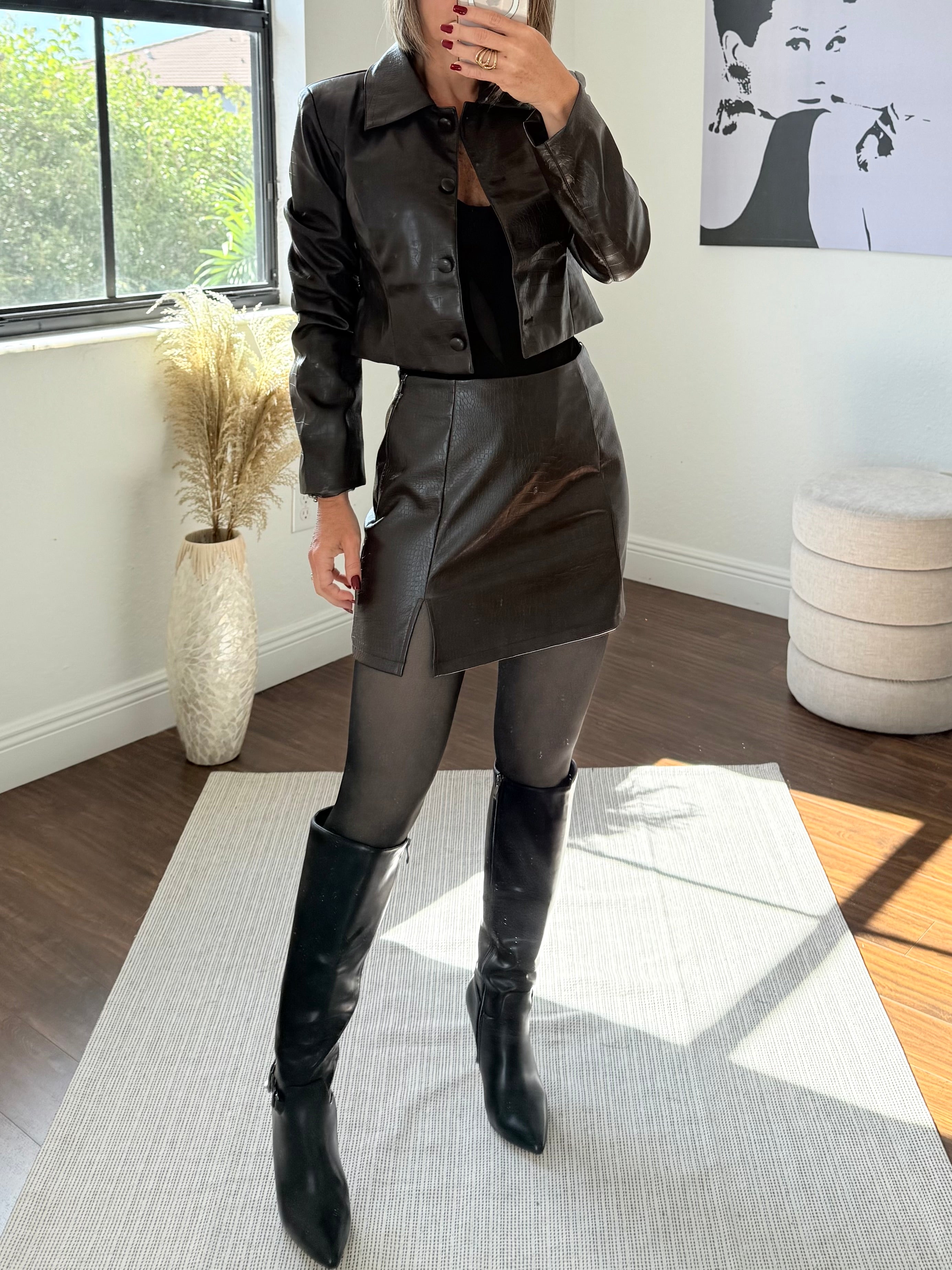 Leather winter Chic set