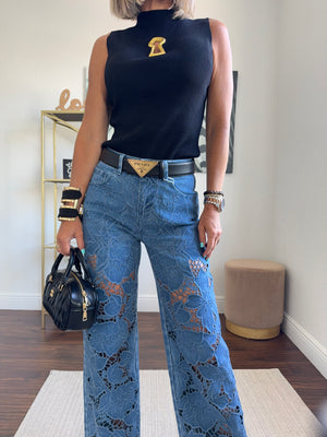 Light blue  Denim Jeans with Embroidery