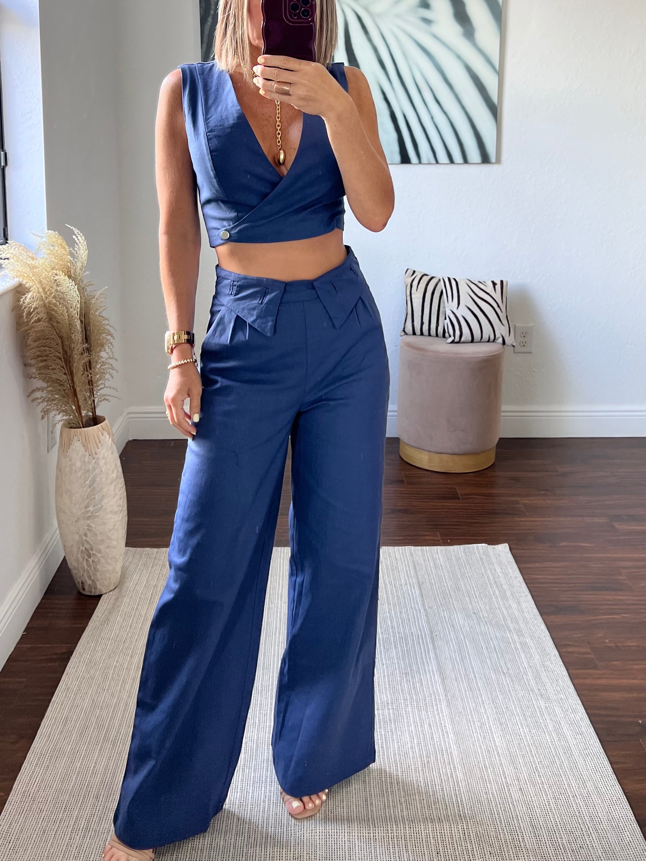 Blue pétalo pants   set