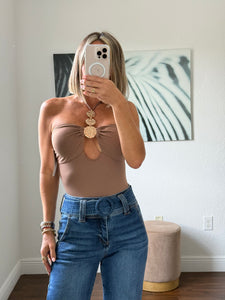 Gold circle brown Lycra Bodysuit – One Size