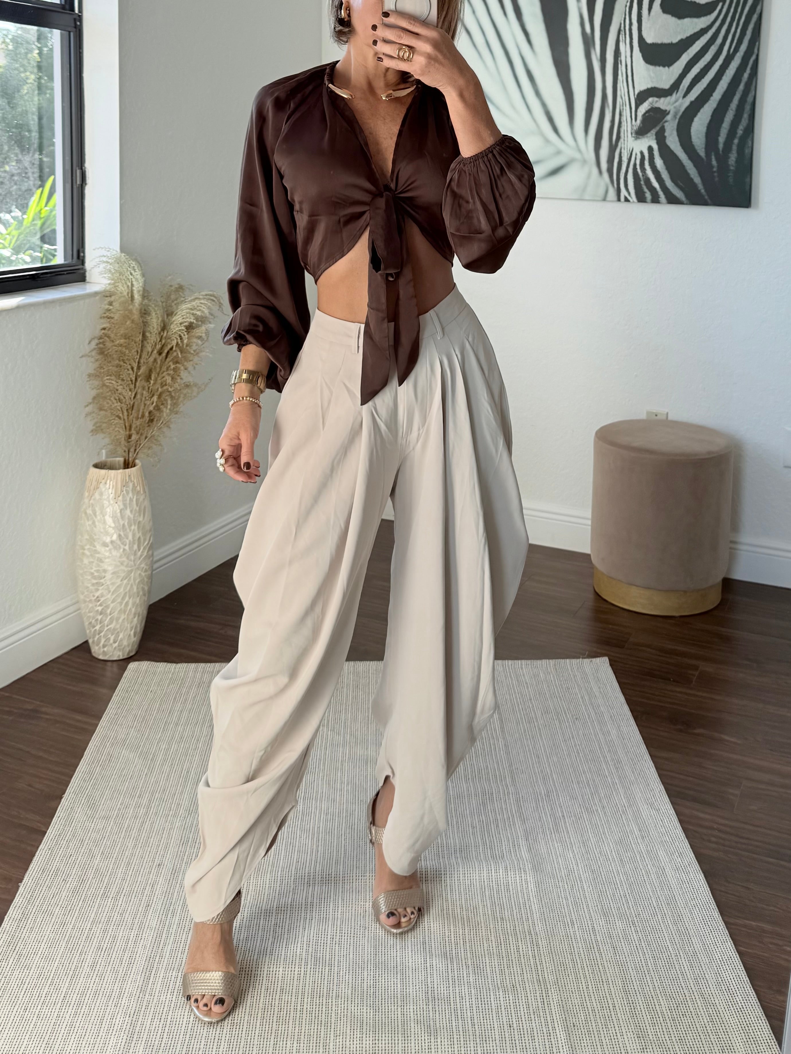 Midnight Shine Satin Blouse