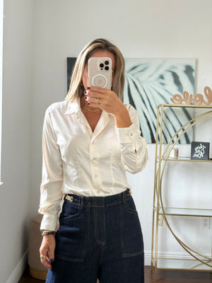 Silk Blouse with Subtle Shine and Tailored Waist